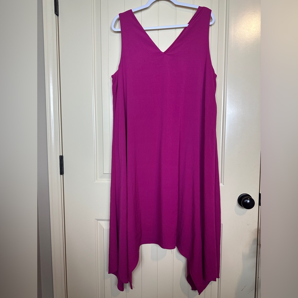 Alex Marie Women's V-neck Sleeveless asymmetrical pink midi dress sz XL GUC